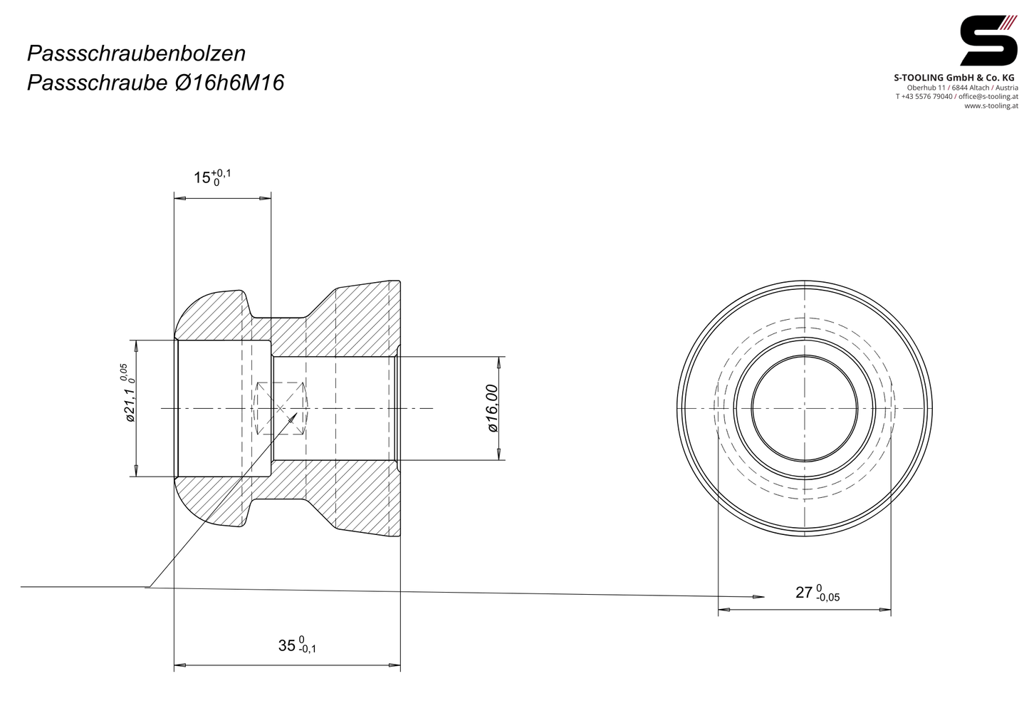Passschraubenbolzen D16,00/C