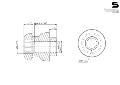 Standard Bund D25,00 Höhe 10 M16/C