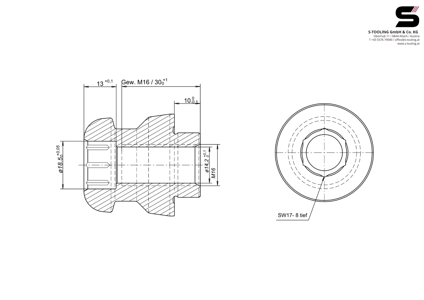 Standard Bund D25,00 Höhe 10 M16/B